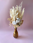 Dried Floral Arrangement in Glass Vase - White (42cm)
