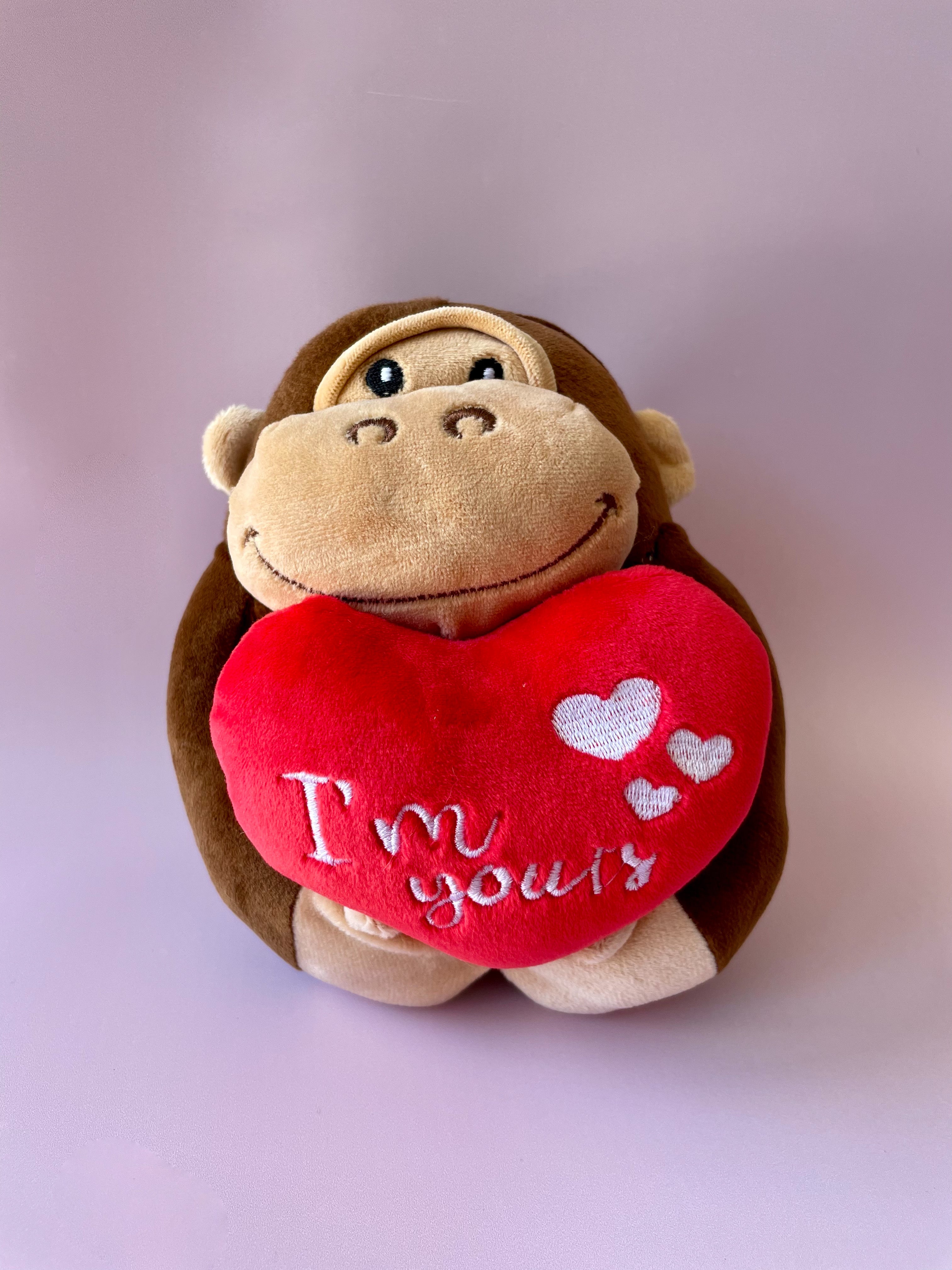 Soft Brown Gorilla With Red Heart - I'm Yours (15cm)
