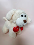 Soft Cream Puppy With Red Hearts (23cm)